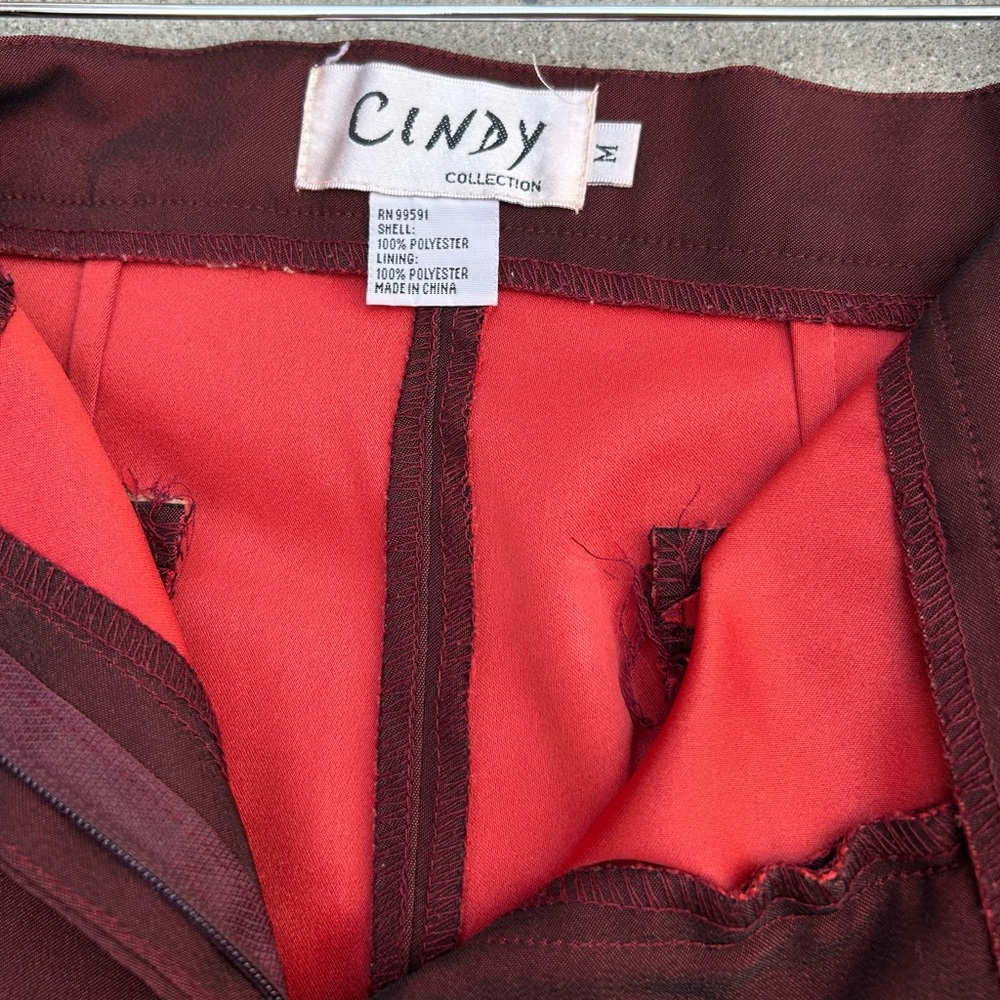 Vintage CINDY Y2K Burgundy Iridescent High Waist‎ Kick Flare Trouser Size Medium - Picture 5 of 6